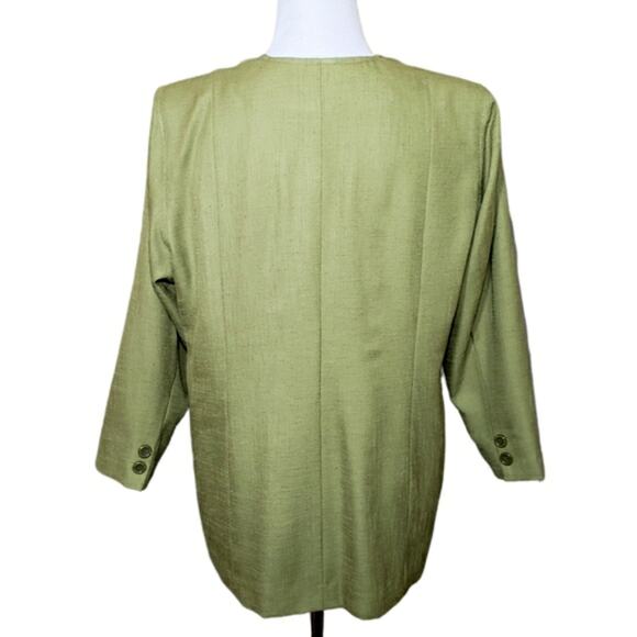 Vintage Blazer Green Collarless 80s - Picture 4 of 6